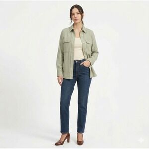 Everlane 100% Organic Cotton Flannel The Boyfriend Shirt Seamoss Green Sz XXS